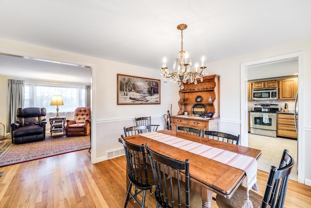 38 Rainbow Way, Harwich, MA 02645 - dining space featuring baseboards, a notable chandelier, and light wood-type flooring