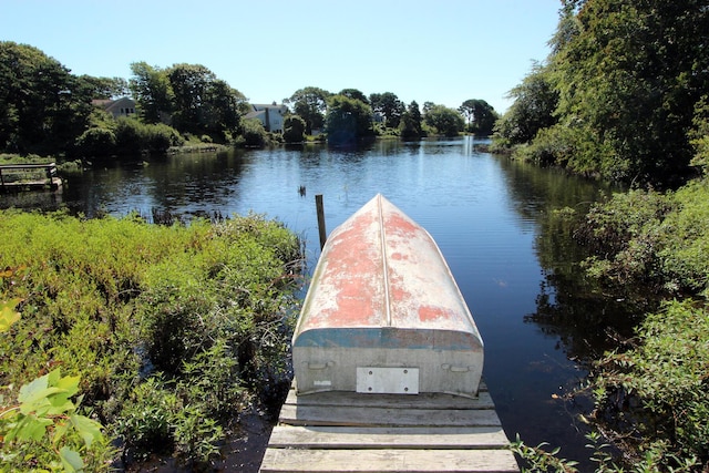 view of dock featuring a water view