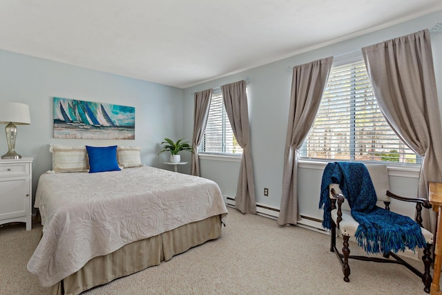 carpeted bedroom featuring multiple windows