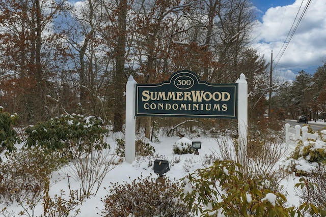 view of community sign