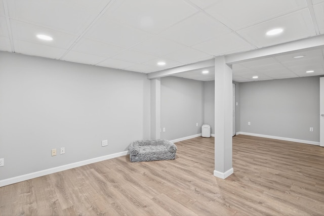 24 Tabor Rd, Forestdale, MA 02644 - finished below grade area featuring wood finished floors, recessed lighting, and a paneled ceiling