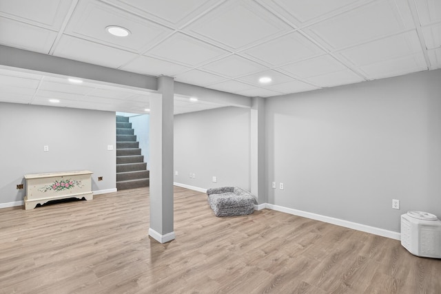24 Tabor Rd, Forestdale, MA 02644 - finished basement featuring recessed lighting, stairway, and wood finished floors