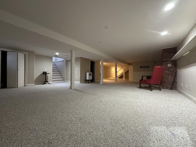 basement with carpet floors