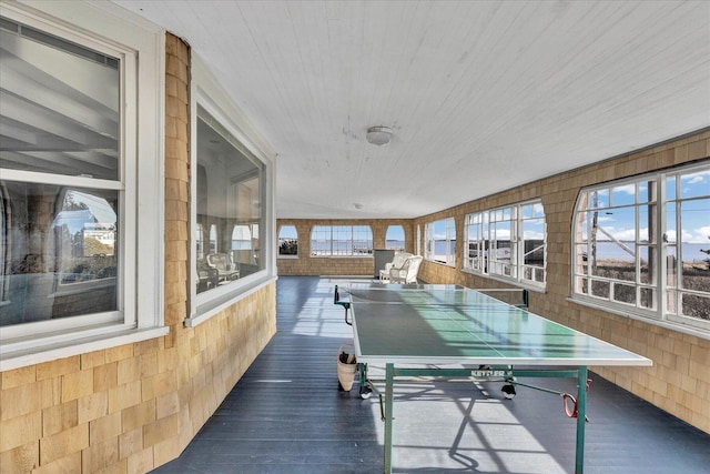 recreation room with dark wood-type flooring and a wealth of natural light