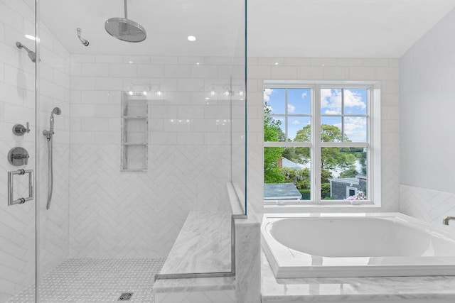 64 Pershing Ln, Orleans, MA 02653 - bathroom featuring a stall shower and a garden tub