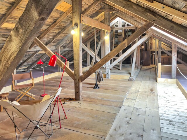 view of unfinished attic