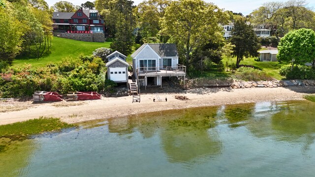 250 Scraggy Neck Rd, Cataumet, MA 02534 - rear view of house with a deck with water view