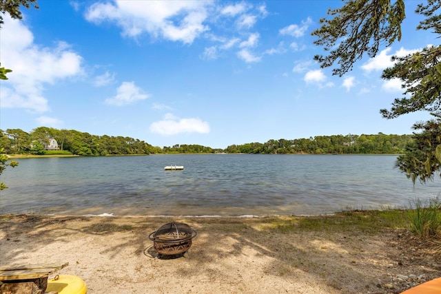 194 John Joseph Rd, Harwich, MA 02645 - water view featuring a fire pit and a forest