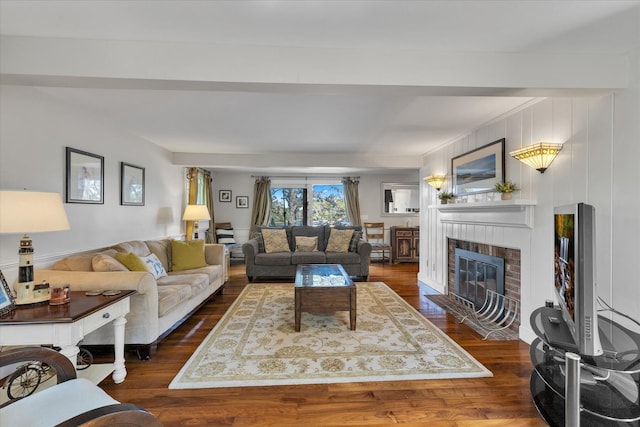 194 John Joseph Rd, Harwich, MA 02645 - living room with a fireplace and dark wood finished floors