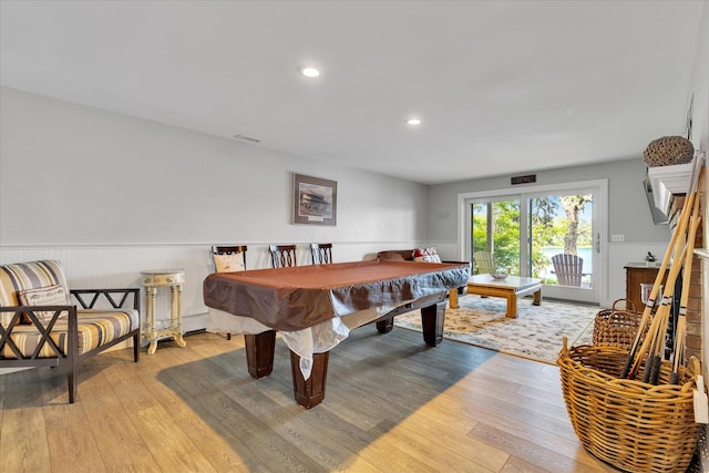 194 John Joseph Rd, Harwich, MA 02645 - playroom featuring light wood-type flooring, a wainscoted wall, and recessed lighting