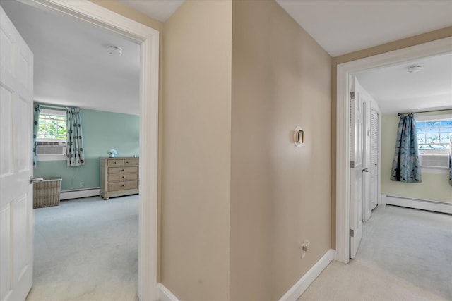 194 John Joseph Rd, Harwich, MA 02645 - corridor featuring a baseboard radiator, light colored carpet, and cooling unit