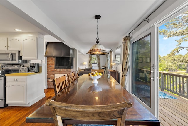 194 John Joseph Rd, Harwich, MA 02645 - dining area with dark wood-style flooring and recessed lighting