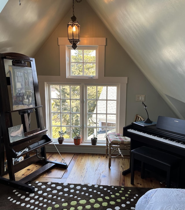3 Fishburn Ct Unit U2, Provincetown, MA 02657 - living area with vaulted ceiling and wood finished floors