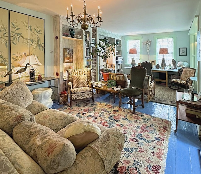 3 Fishburn Ct Unit U2, Provincetown, MA 02657 - living area featuring a chandelier and hardwood / wood-style flooring
