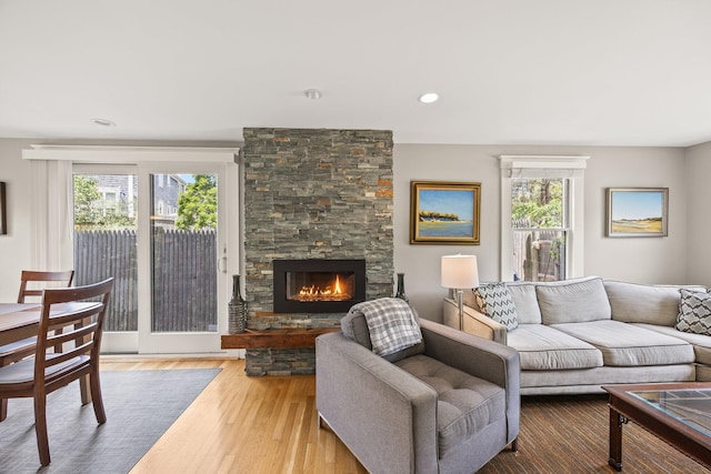 10 Seashore Park Dr Unit Ugg, Provincetown, MA 02657 - living area featuring a fireplace and wood finished floors