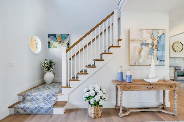 stairway with baseboards