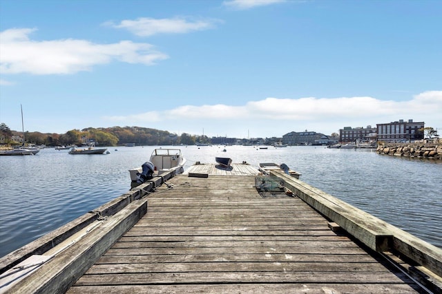 view of dock featuring a water view