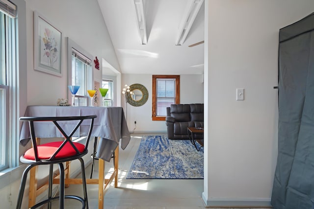 entryway featuring vaulted ceiling