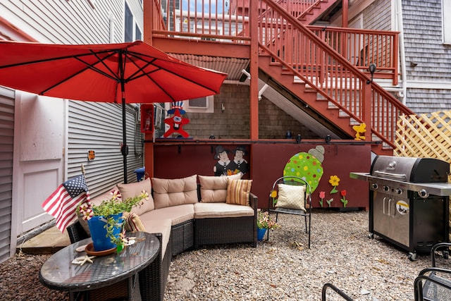 view of patio featuring outdoor lounge area and area for grilling