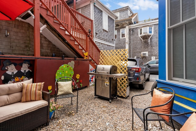 view of patio featuring an outdoor living space and grilling area