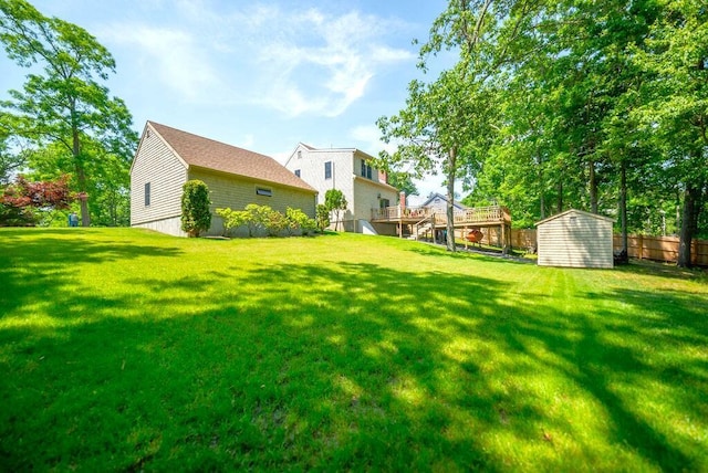12 Tree Top Ln, East Falmouth, MA 02536 - view of yard with stairs, a shed, and a deck