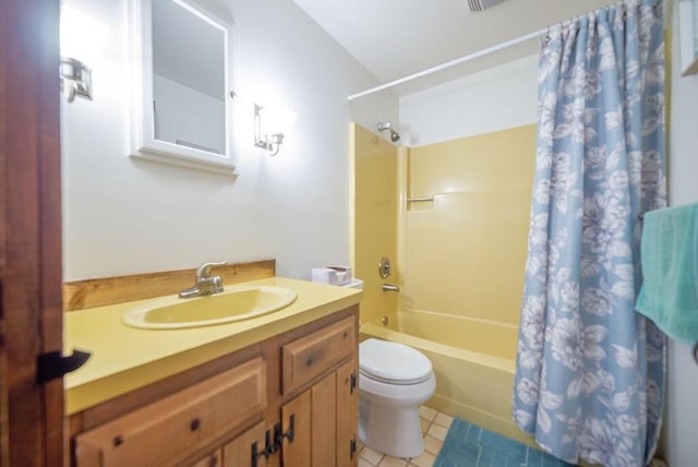 12 Tree Top Ln, East Falmouth, MA 02536 - bathroom featuring shower / bath combination with curtain, vanity, and tile patterned floors