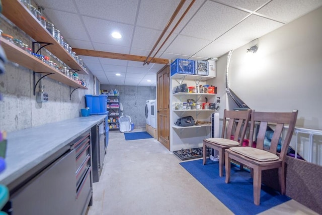 12 Tree Top Ln, East Falmouth, MA 02536 - finished below grade area with a paneled ceiling, washer and clothes dryer, and recessed lighting