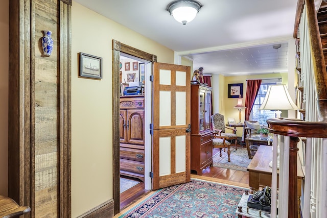 foyer entrance with wood-type flooring