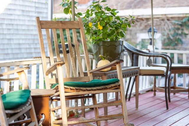 wooden balcony with a wooden deck