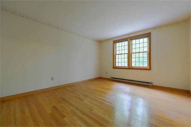 31 Woodridge Rd, East Sandwich, MA 02537 - unfurnished room featuring a baseboard radiator, light wood-style floors, and baseboards