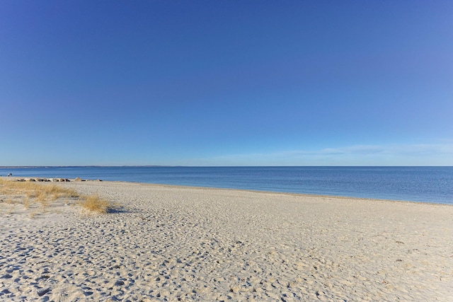 property view of water featuring a beach view