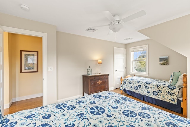 31 Seatucket Rd, East Falmouth, MA 02536 - bedroom with baseboards, ceiling fan, light wood finished floors, and visible vents