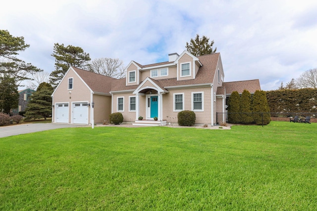 31 Seatucket Rd, East Falmouth, MA 02536 - view of front of home featuring a front lawn, fence, driveway, and a chimney