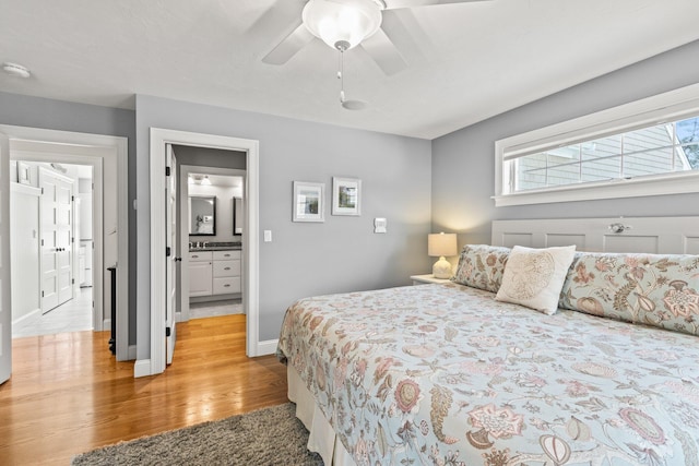 31 Seatucket Rd, East Falmouth, MA 02536 - bedroom featuring baseboards, light wood finished floors, and ceiling fan