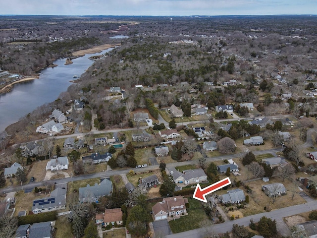 31 Seatucket Rd, East Falmouth, MA 02536 - aerial view featuring a water view and a residential view