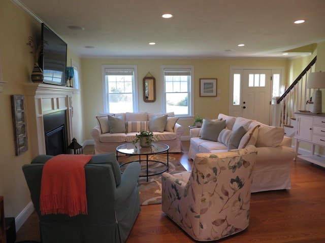 31 Seatucket Rd, East Falmouth, MA 02536 - living area featuring stairway, wood finished floors, and a wealth of natural light