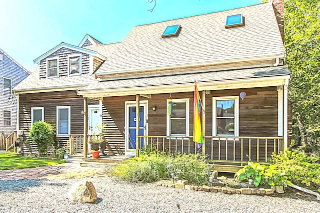 view of front of home featuring a porch and a shingled roof