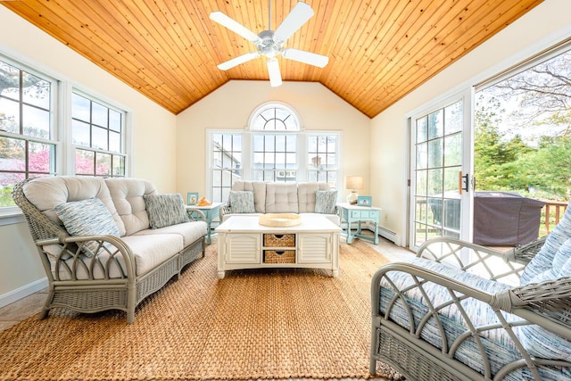 sunroom featuring vaulted ceiling