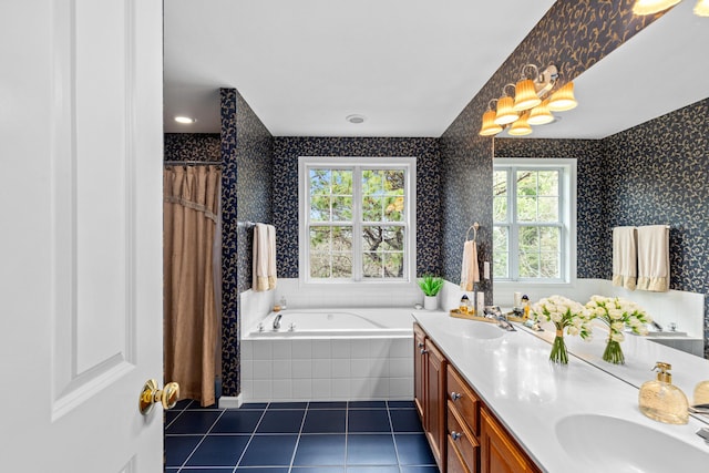 415 Raymond Rd, Plymouth, MA 02360 - bathroom with tile patterned floors, wallpapered walls, and a sink