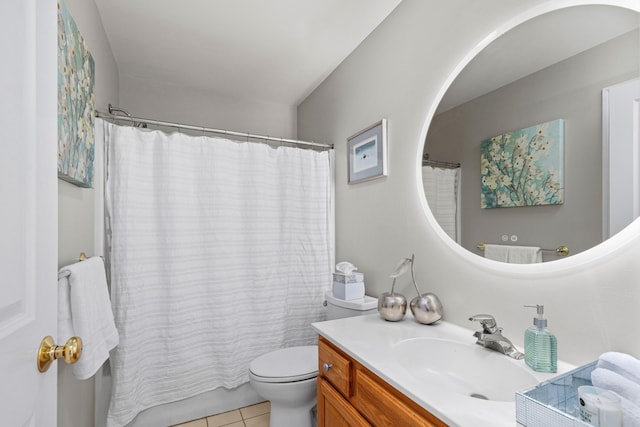 415 Raymond Rd, Plymouth, MA 02360 - full bathroom featuring tile patterned flooring, vanity, a shower with curtain, and toilet