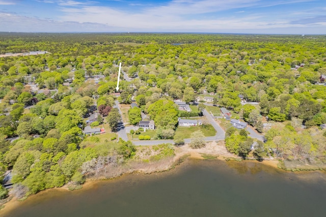 75 Swan Lake Rd, West Yarmouth, MA 02673 - aerial view of property and surrounding area featuring a forest and a large body of water