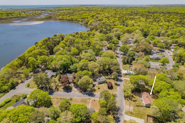 75 Swan Lake Rd, West Yarmouth, MA 02673 - bird's eye view of a large body of water and a heavily wooded area