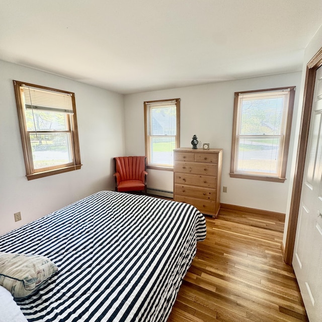 29 Lumberjack Trl, West Yarmouth, MA 02673 - bedroom featuring hardwood / wood-style floors, baseboard heating, and baseboards