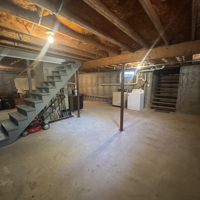 29 Lumberjack Trl, West Yarmouth, MA 02673 - unfinished below grade area featuring stairway and washer and clothes dryer