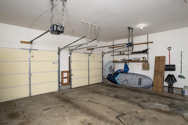 garage with a garage door opener