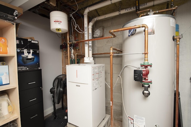 utility room with gas water heater