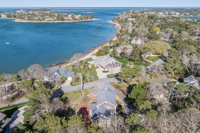 104 Seapine Rd, North Chatham, MA 02650 - aerial view of property and surrounding area featuring a large body of water and nearby suburban area