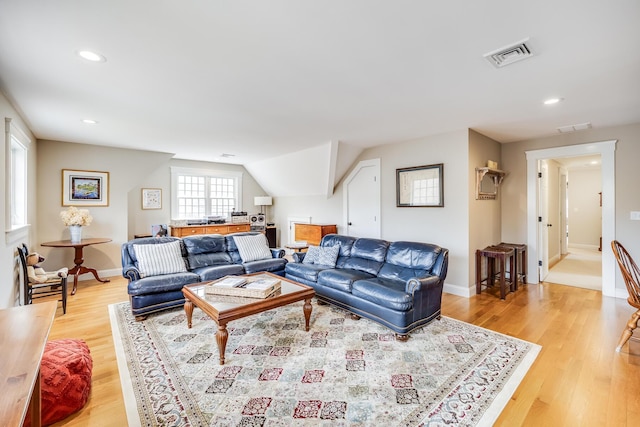 49 Atkins Rd, East Sandwich, MA 02537 - living room with visible vents, recessed lighting, and light wood-style flooring