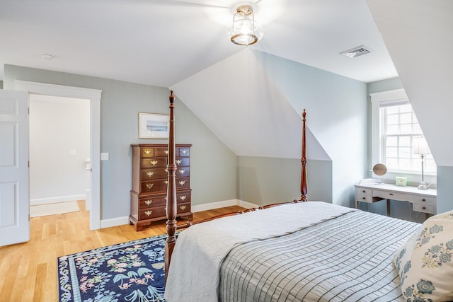 49 Atkins Rd, East Sandwich, MA 02537 - bedroom with visible vents, baseboards, lofted ceiling, and wood finished floors