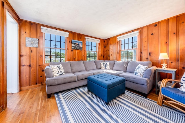 1006 Craigville Beach Rd Unit 4, Centerville, MA 02632 - living room with light wood finished floors, wood walls, and baseboards